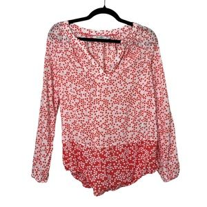 Boden Pink White Spotted Long Sleeve Blouse Size 6 Women